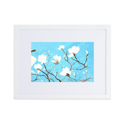A Thousand, Shiny Magnolia - Poster im Rahmen mit Passepartout artlia Weiß / 30×40 cm artlia