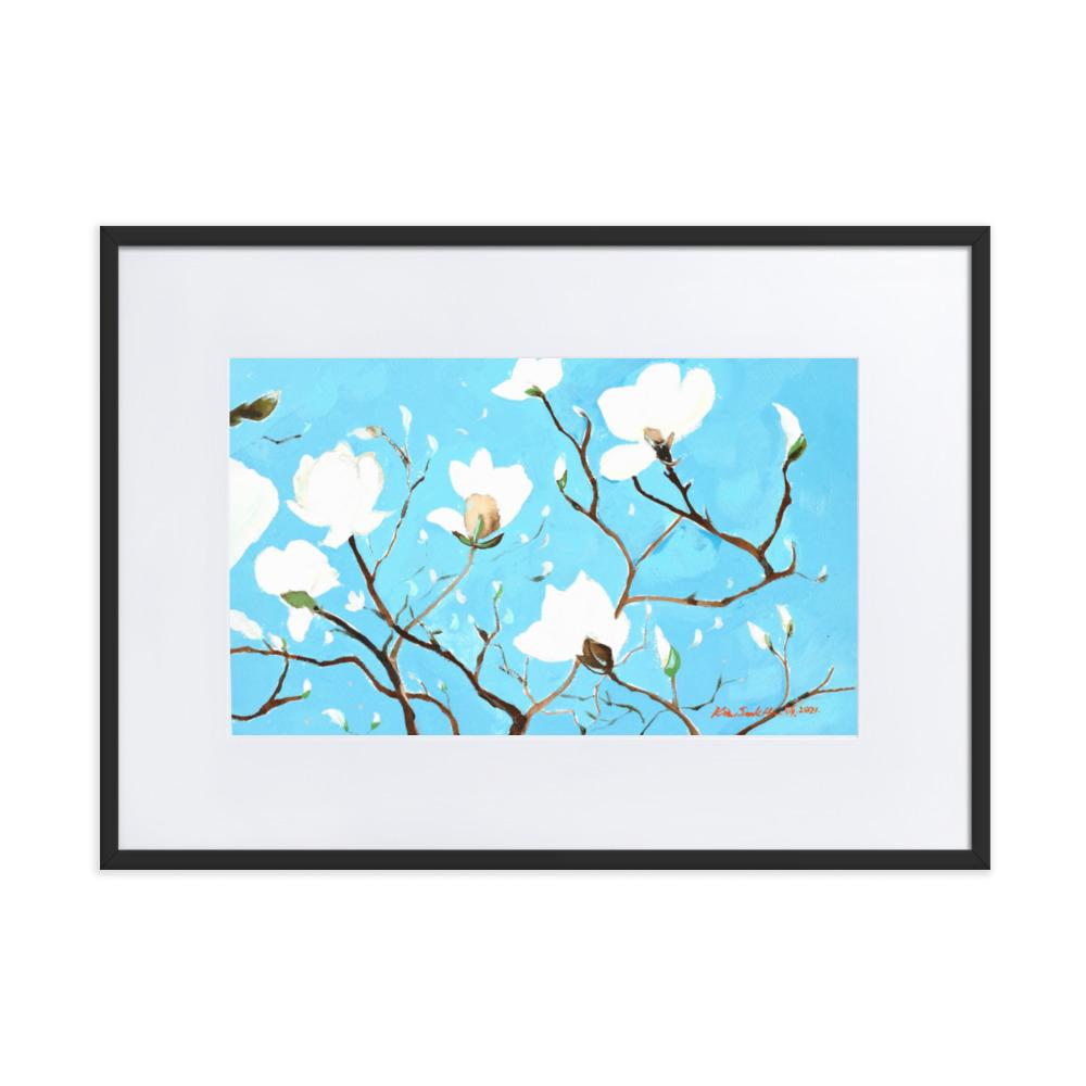A Thousand, Shiny Magnolia - Poster im Rahmen mit Passepartout Seokhee Kim Schwarz / 50×70 cm artlia