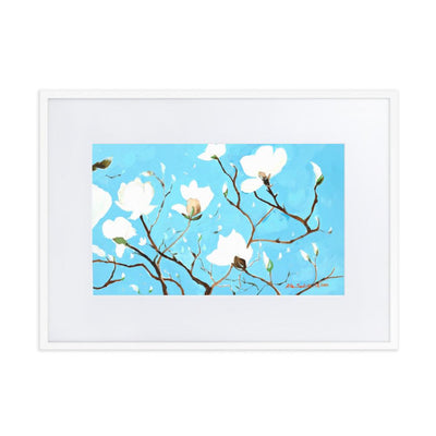 A Thousand, Shiny Magnolia - Poster im Rahmen mit Passepartout Seokhee Kim Weiß / 50×70 cm artlia