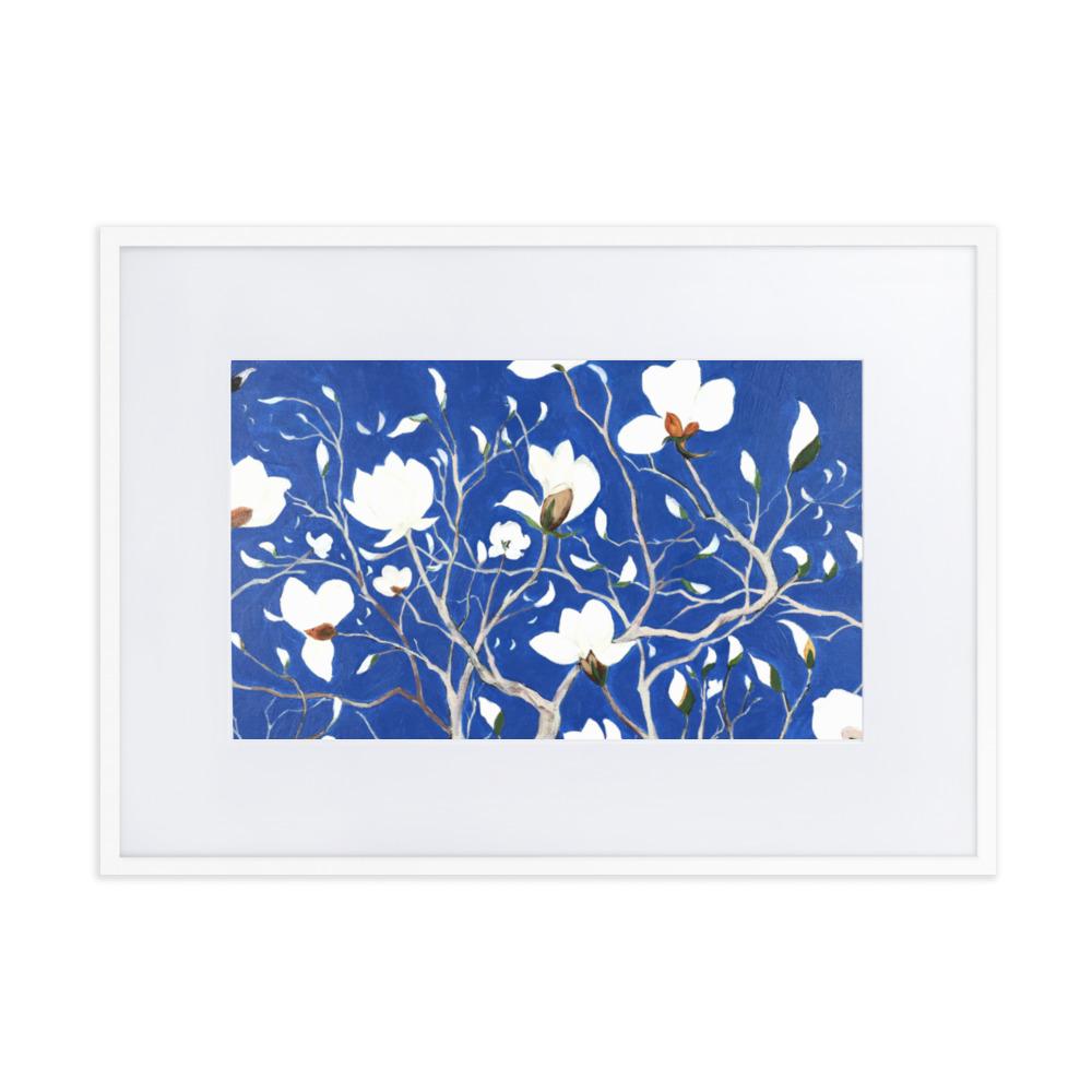 A Thousand, Splendid Magnolia - Poster im Rahmen mit Passepartout artlia Weiß / 50×70 cm artlia