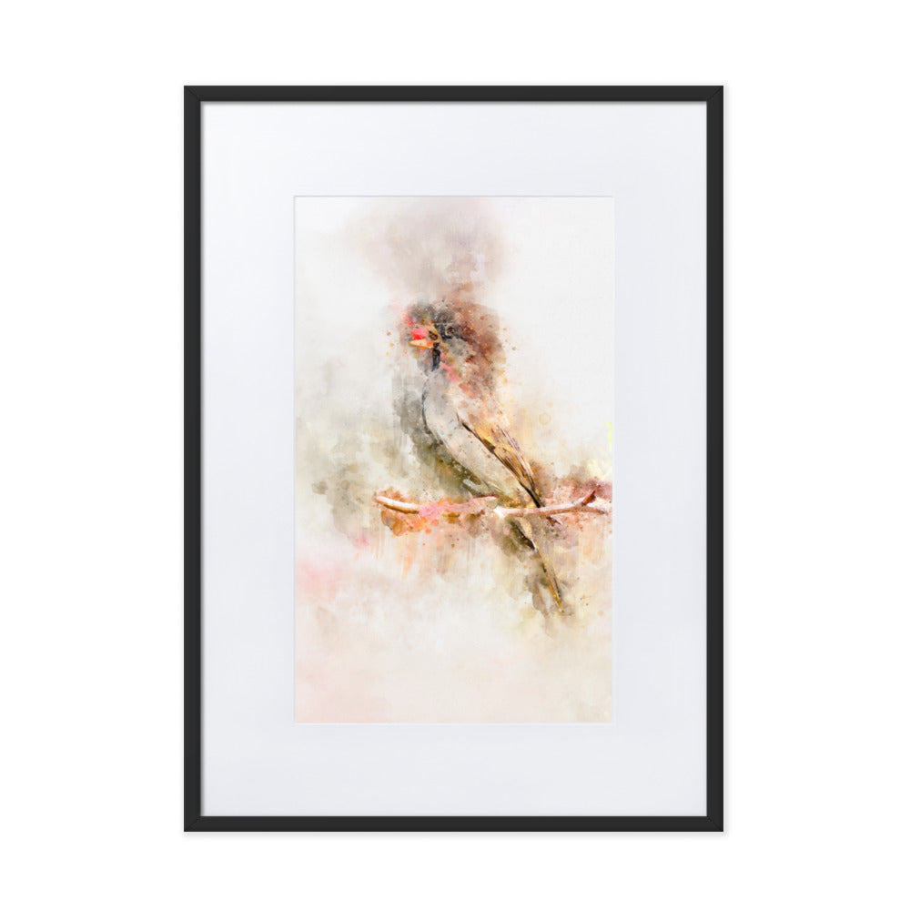 Aquarell Vogel - Poster im Rahmen mit Passepartout Kuratoren von artlia Schwarz / 50×70 cm artlia