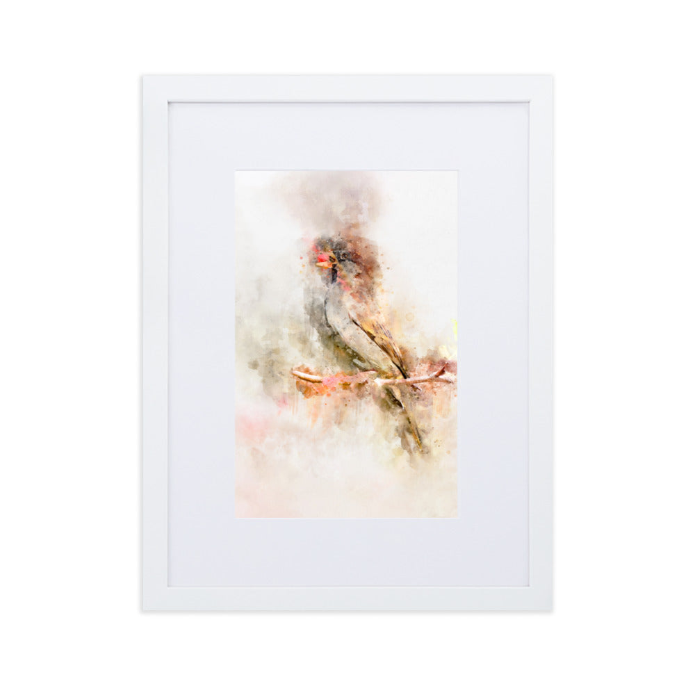 Aquarell Vogel - Poster im Rahmen mit Passepartout Kuratoren von artlia Weiß / 30×40 cm artlia