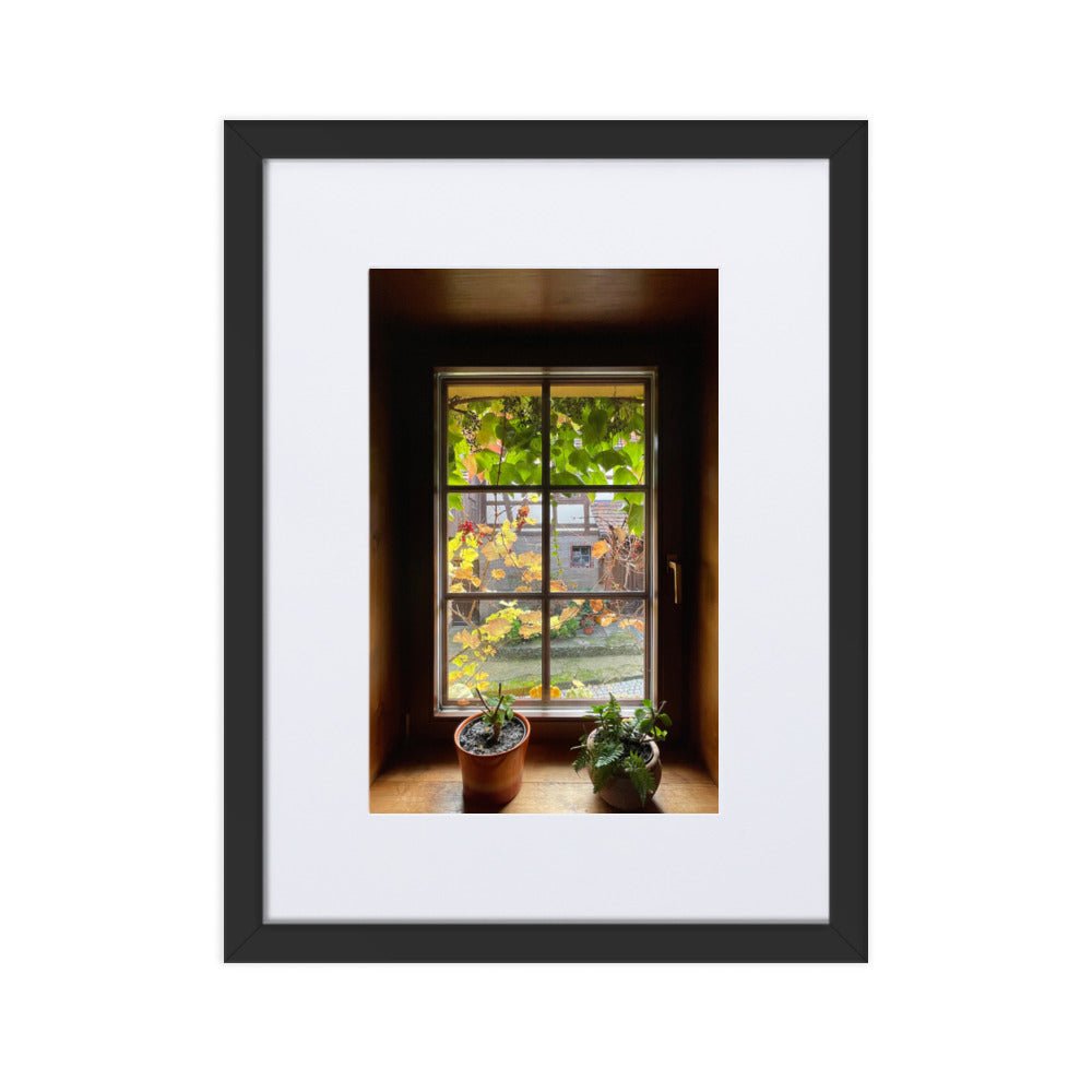 Autumn Window Herbstfenster Margersdorf - Poster im Rahmen mit Passepartout Kuratoren von artlia Schwarz / 30×40 cm artlia