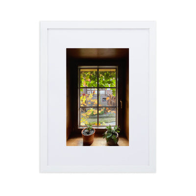 Autumn Window Herbstfenster Margersdorf - Poster im Rahmen mit Passepartout Kuratoren von artlia Weiß / 30×40 cm artlia