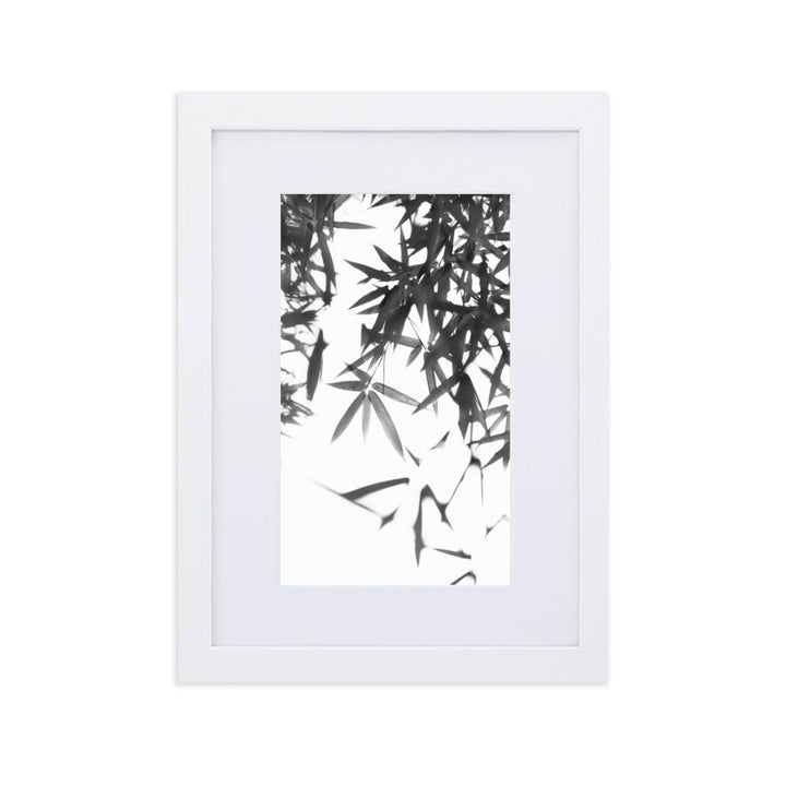 Bamboo Leaves Bambusblätter - Poster im Rahmen mit Passepartout artlia Weiß / 21×30 cm artlia