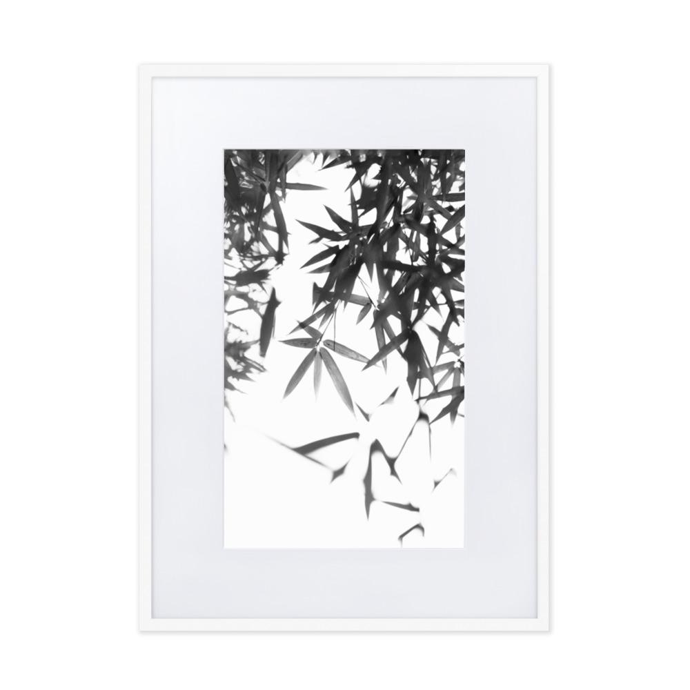 Bamboo Leaves Bambusblätter - Poster im Rahmen mit Passepartout artlia Weiß / 50×70 cm artlia
