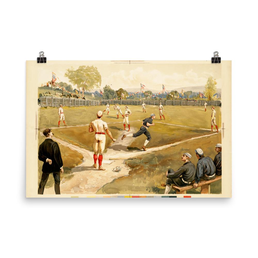 Baseball des 19. Jahrhunderts - Poster Boston Public Library 30x45 cm artlia