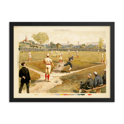 Baseball des 19. Jahrhunderts - Poster im Rahmen Boston Public Library schwarz / 46x61 cm artlia