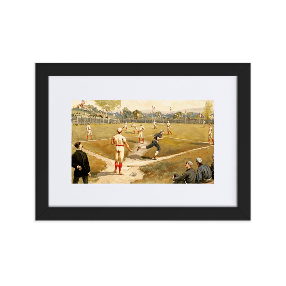 Baseball des 19. Jahrhunderts - Poster im Rahmen mit Passepartout Boston Public Library schwarz / 21×30 cm artlia