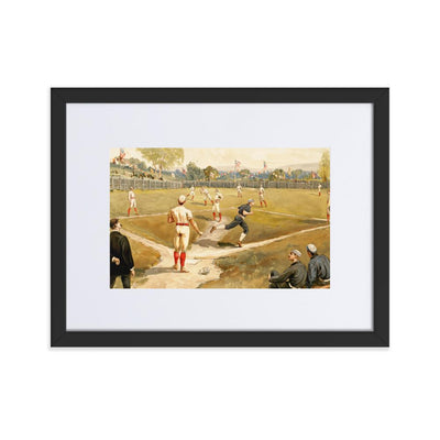 Baseball des 19. Jahrhunderts - Poster im Rahmen mit Passepartout Boston Public Library schwarz / 30×40 cm artlia
