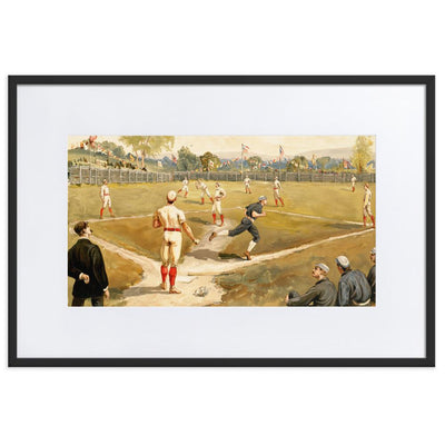 Baseball des 19. Jahrhunderts - Poster im Rahmen mit Passepartout Boston Public Library schwarz / 61×91 cm artlia