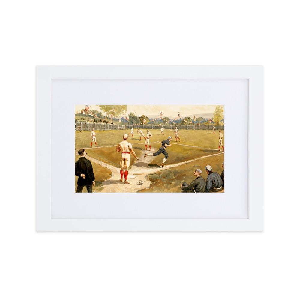 Baseball des 19. Jahrhunderts - Poster im Rahmen mit Passepartout Boston Public Library weiß / 21×30 cm artlia