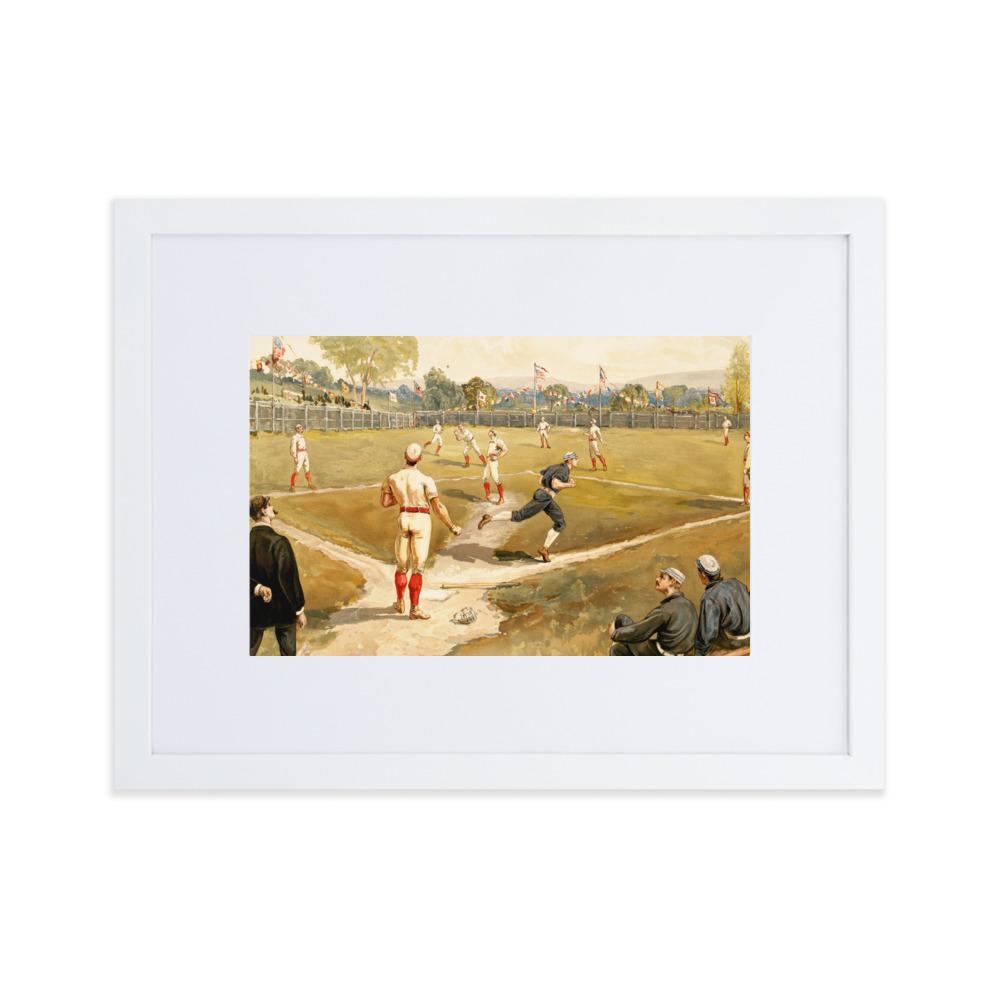 Baseball des 19. Jahrhunderts - Poster im Rahmen mit Passepartout Boston Public Library weiß / 30×40 cm artlia