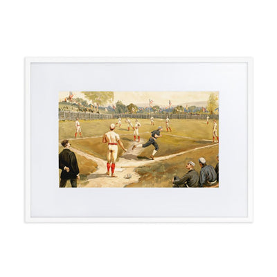 Baseball des 19. Jahrhunderts - Poster im Rahmen mit Passepartout Boston Public Library weiß / 50×70 cm artlia