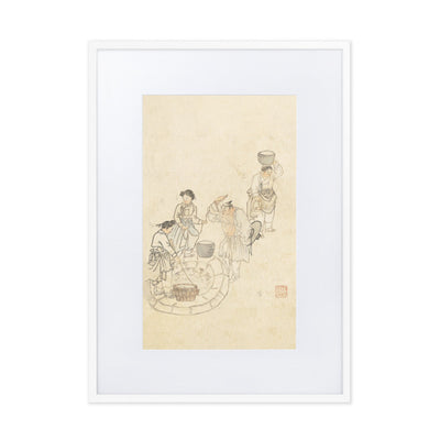 bei der Quelle, Umulga, Kim Hong-do - Poster im Rahmen mit Passepartout Hong-do Kim Weiß / 50×70 cm artlia