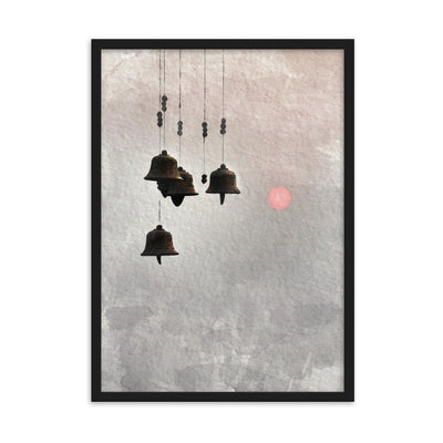 Bell koreanische Windglocken - Poster im Rahmen artlia Schwarz / 50×70 cm artlia