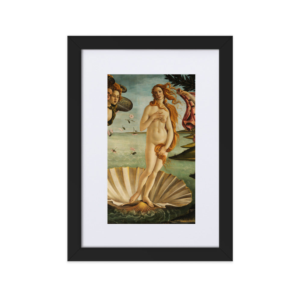 Birth of Venus, Botticelli - Poster im Rahmen mit Passepartout Sandro Botticelli Schwarz / 21×30 cm artlia