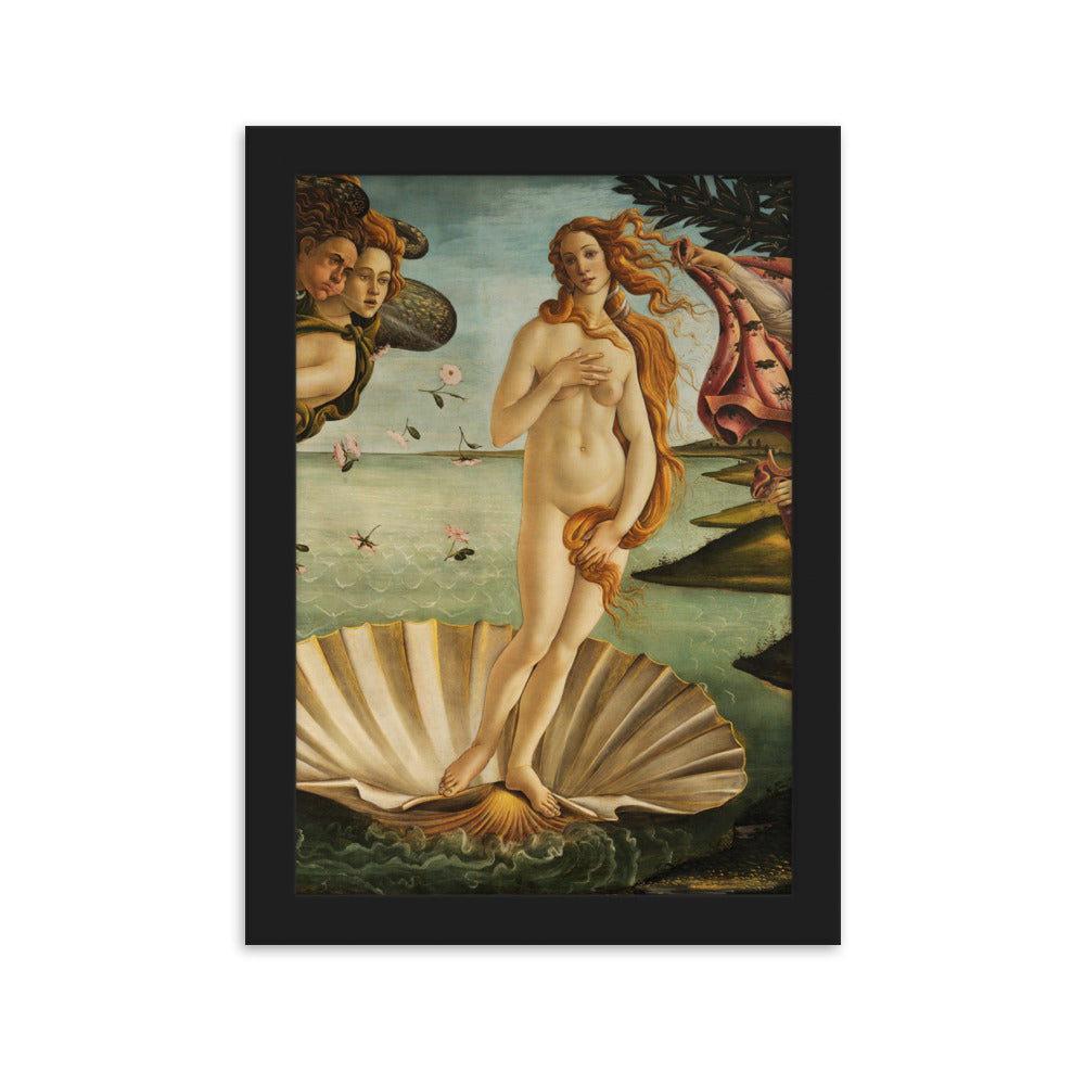 Birth of Venus, Botticelli - Poster im Rahmen Sandro Botticelli Schwarz / 21×30 cm artlia