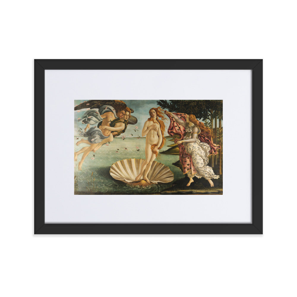 Birth of Venus, Sandro Botticelli - Poster im Rahmen mit Passepartout Sandro Botticelli Schwarz / 30×40 cm artlia