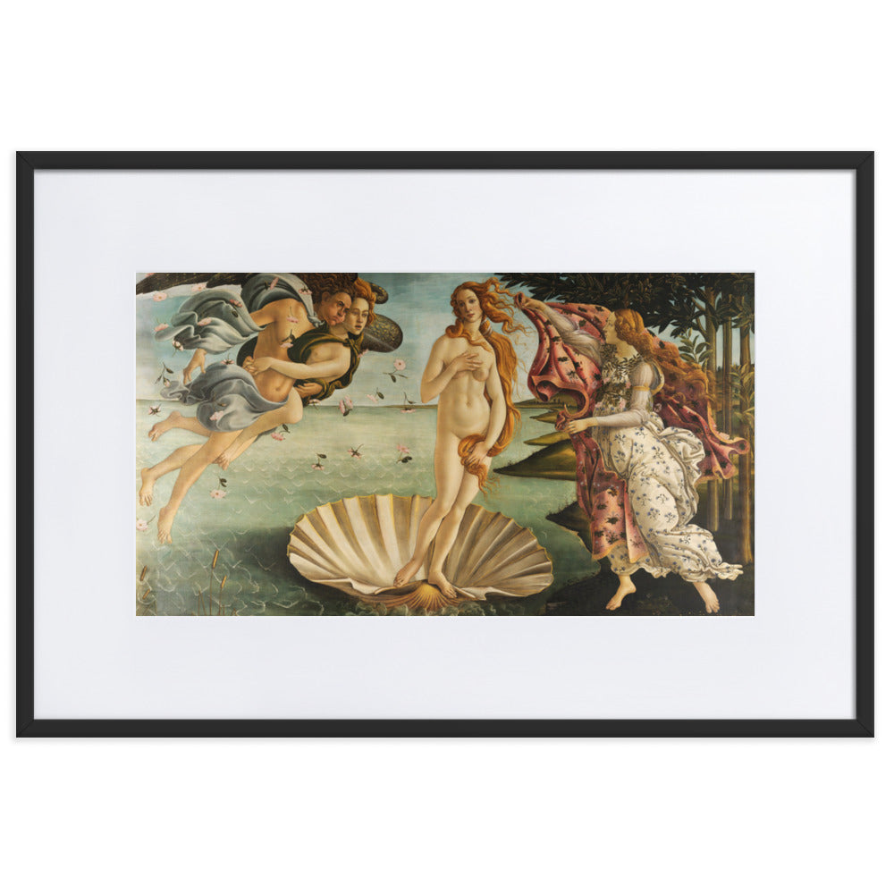 Birth of Venus, Sandro Botticelli - Poster im Rahmen mit Passepartout Sandro Botticelli Schwarz / 61×91 cm artlia