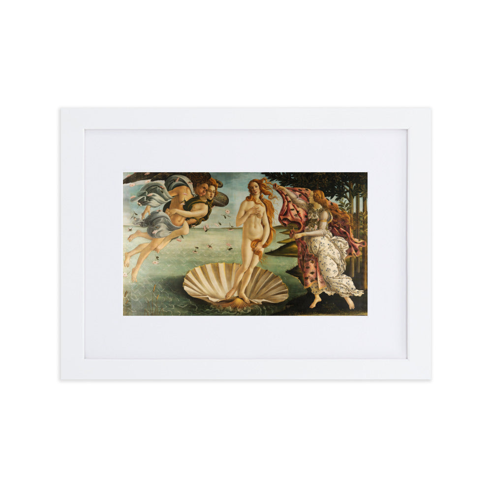 Birth of Venus, Sandro Botticelli - Poster im Rahmen mit Passepartout Sandro Botticelli Weiß / 21×30 cm artlia