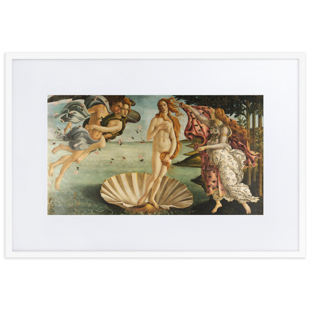 Birth of Venus, Sandro Botticelli - Poster im Rahmen mit Passepartout Sandro Botticelli Weiß / 61×91 cm artlia