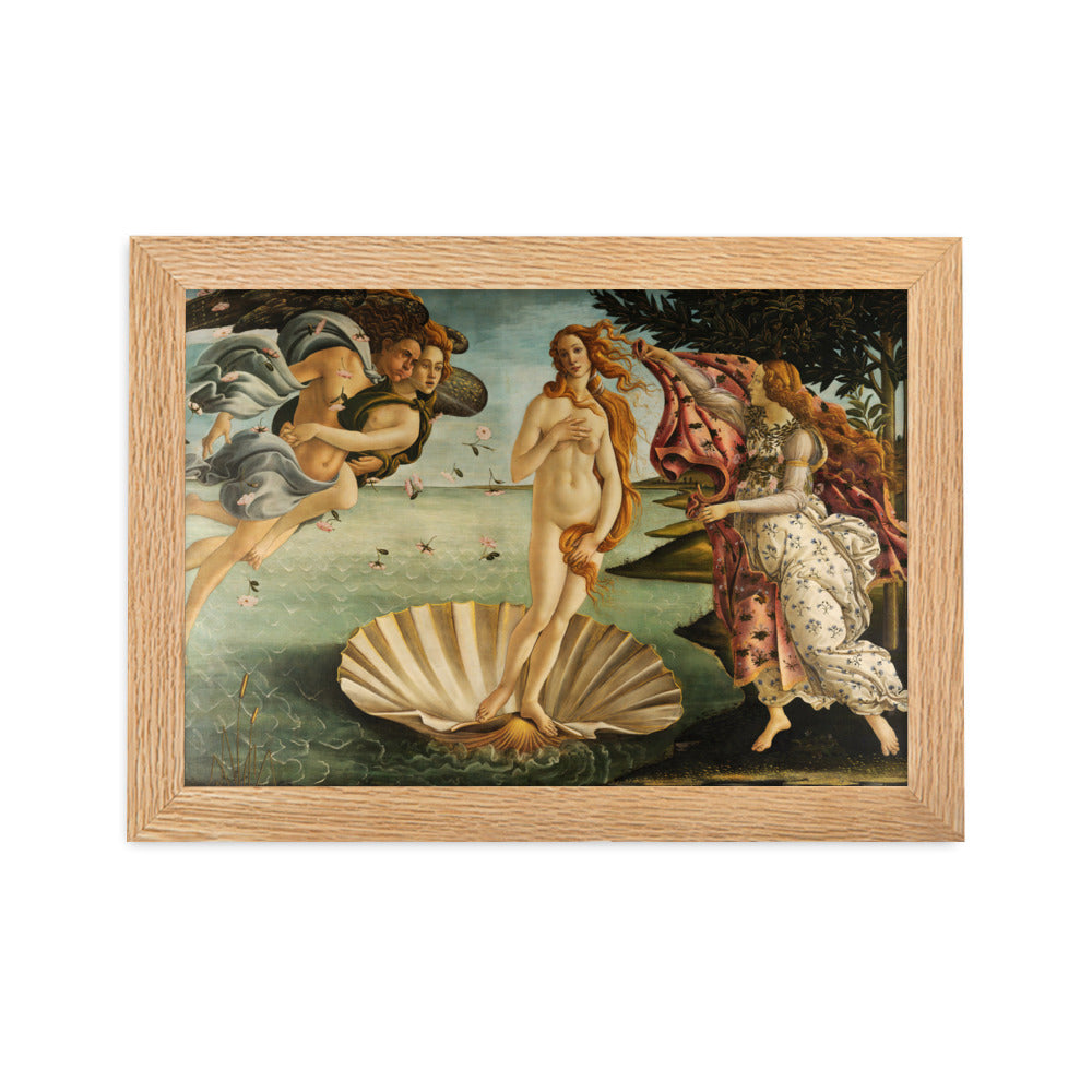 Birth of Venus, Sandro Botticelli - Poster im Rahmen Sandro Botticelli Oak / 21×30 cm artlia