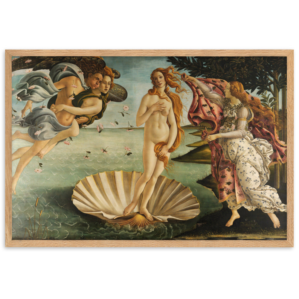 Birth of Venus, Sandro Botticelli - Poster im Rahmen Sandro Botticelli Oak / 61×91 cm artlia