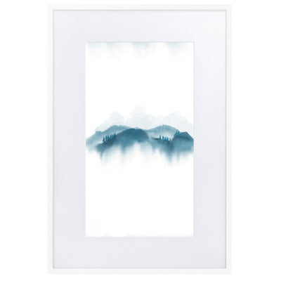 blue Mountains blaue Berge - Poster im Rahmen mit Passepartout artlia Weiß / 61×91 cm artlia