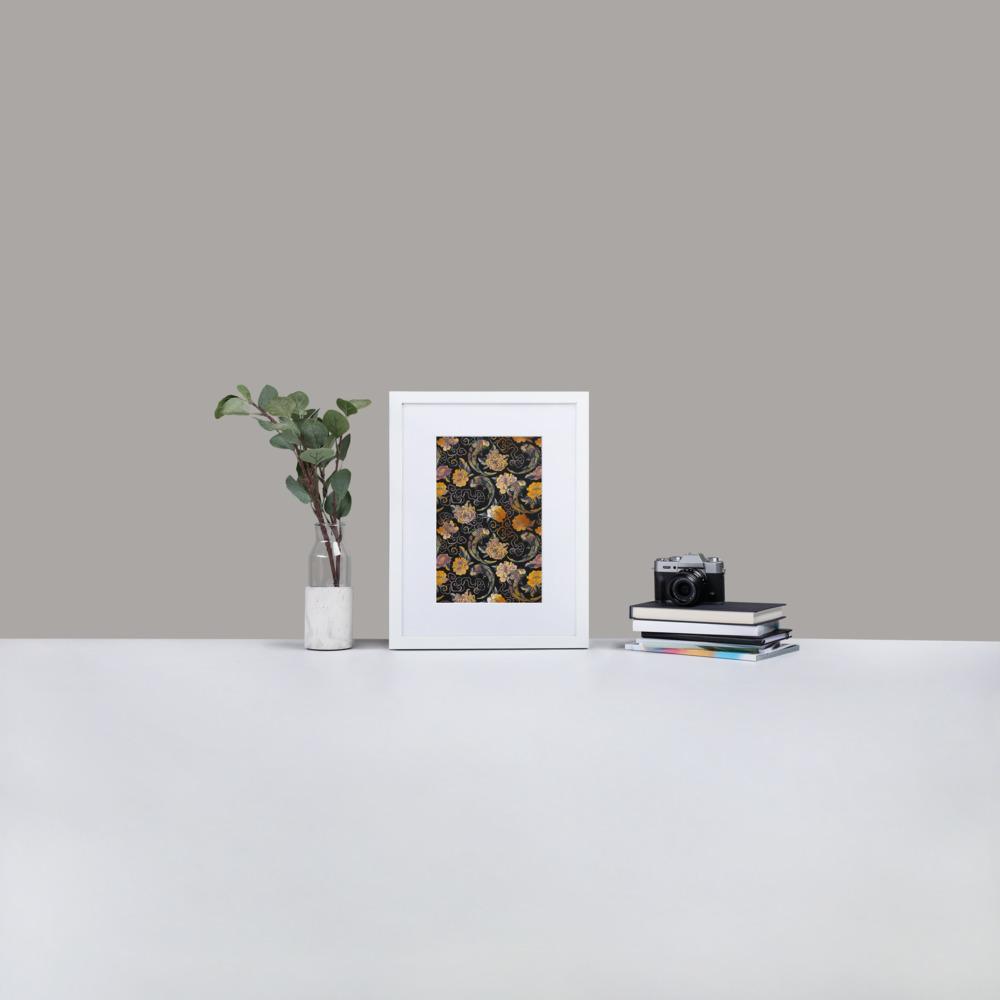 Blumen und Kois - Poster im Rahmen mit Passepartout Kuratoren von artlia weiß / 30×40 cm artlia