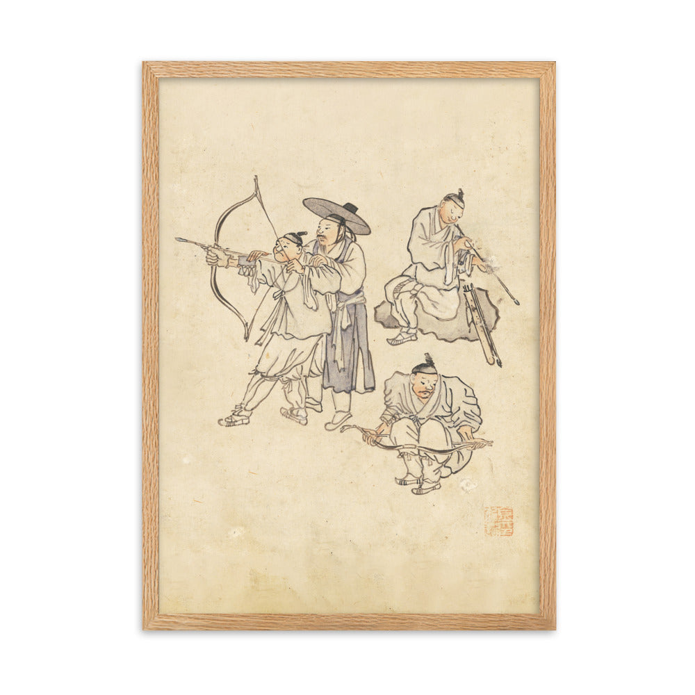 Bogenschiessen, Kim Hong-do - Poster im Rahmen Hong-do Kim Oak / 50×70 cm artlia