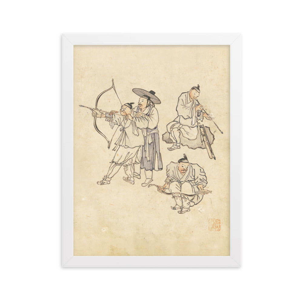 Bogenschiessen, Kim Hong-do - Poster im Rahmen Hong-do Kim Weiß / 30×40 cm artlia