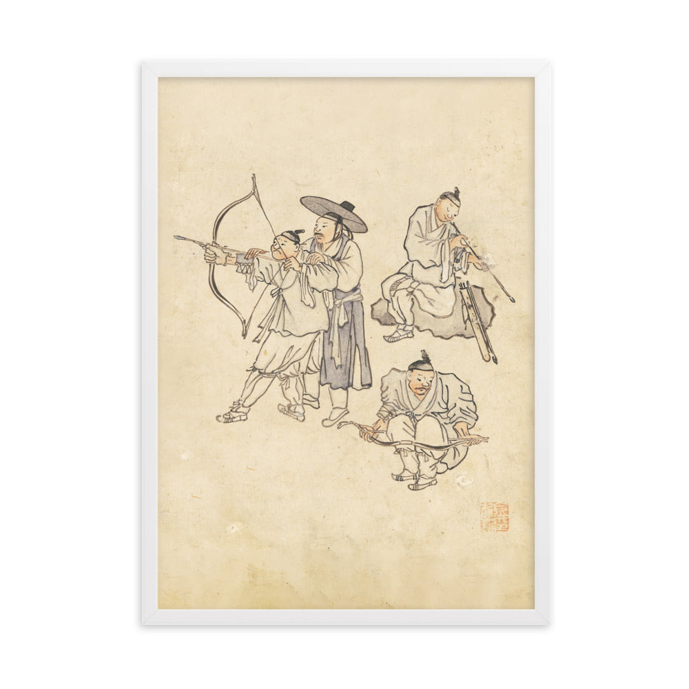 Bogenschiessen, Kim Hong-do - Poster im Rahmen Hong-do Kim Weiß / 50×70 cm artlia