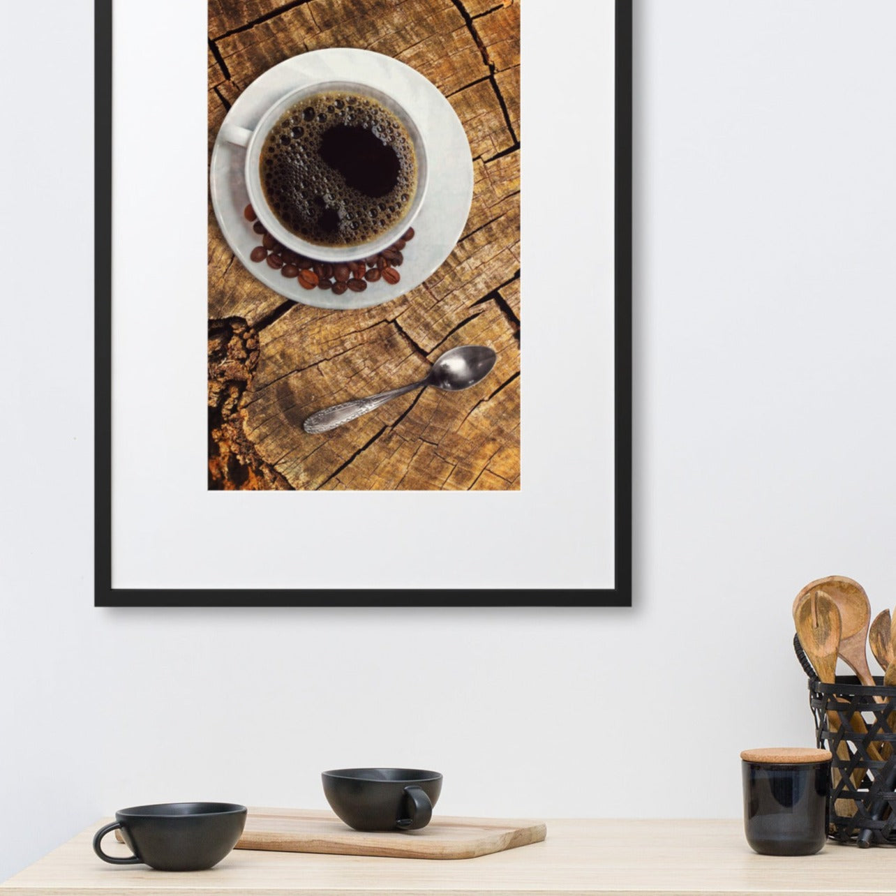 Café in nature - Poster im Rahmen mit Passepartout Kuratoren von artlia artlia