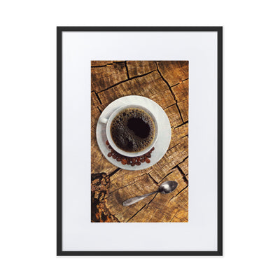 Café in nature - Poster im Rahmen mit Passepartout Kuratoren von artlia Schwarz / 50×70 cm artlia