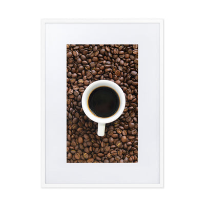Café, Kaffeerösterei Berlin - Poster im Rahmen mit Passepartout Kuratoren von artlia Weiß / 50×70 cm artlia