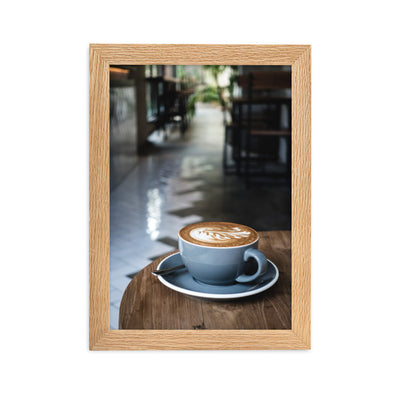 Cappuccino in Café - Poster im Rahmen Kuratoren von artlia Oak / 21×30 cm artlia