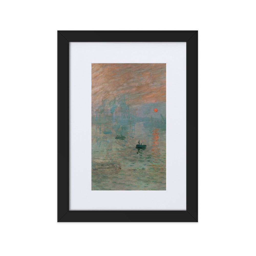 Claude Monet, Impression, Sonnenaufgang - Poster im Rahmen mit Passepartout Claude Monet Schwarz / 21×30 cm artlia