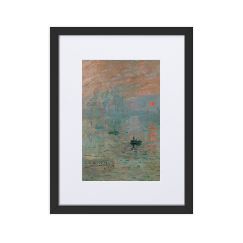 Claude Monet, Impression, Sonnenaufgang - Poster im Rahmen mit Passepartout Claude Monet Schwarz / 30×40 cm artlia