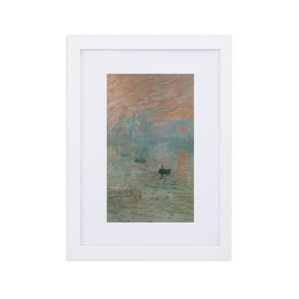 Claude Monet, Impression, Sonnenaufgang - Poster im Rahmen mit Passepartout Claude Monet Weiß / 21×30 cm artlia
