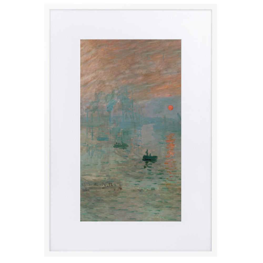 Claude Monet, Impression, Sonnenaufgang - Poster im Rahmen mit Passepartout Claude Monet Weiß / 61×91 cm artlia