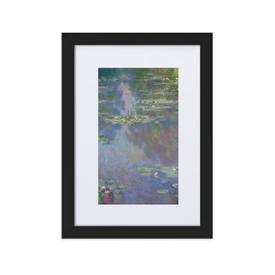 Claude Monet, Seerosen - Poster im Rahmen mit Passepartout Claude Monet Schwarz / 21×30 cm artlia