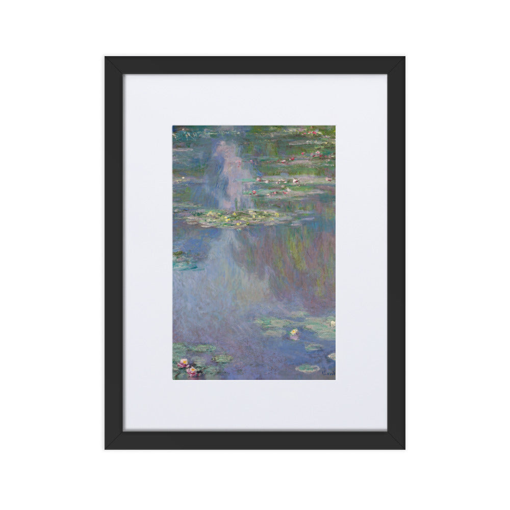 Claude Monet, Seerosen - Poster im Rahmen mit Passepartout Claude Monet Schwarz / 30×40 cm artlia