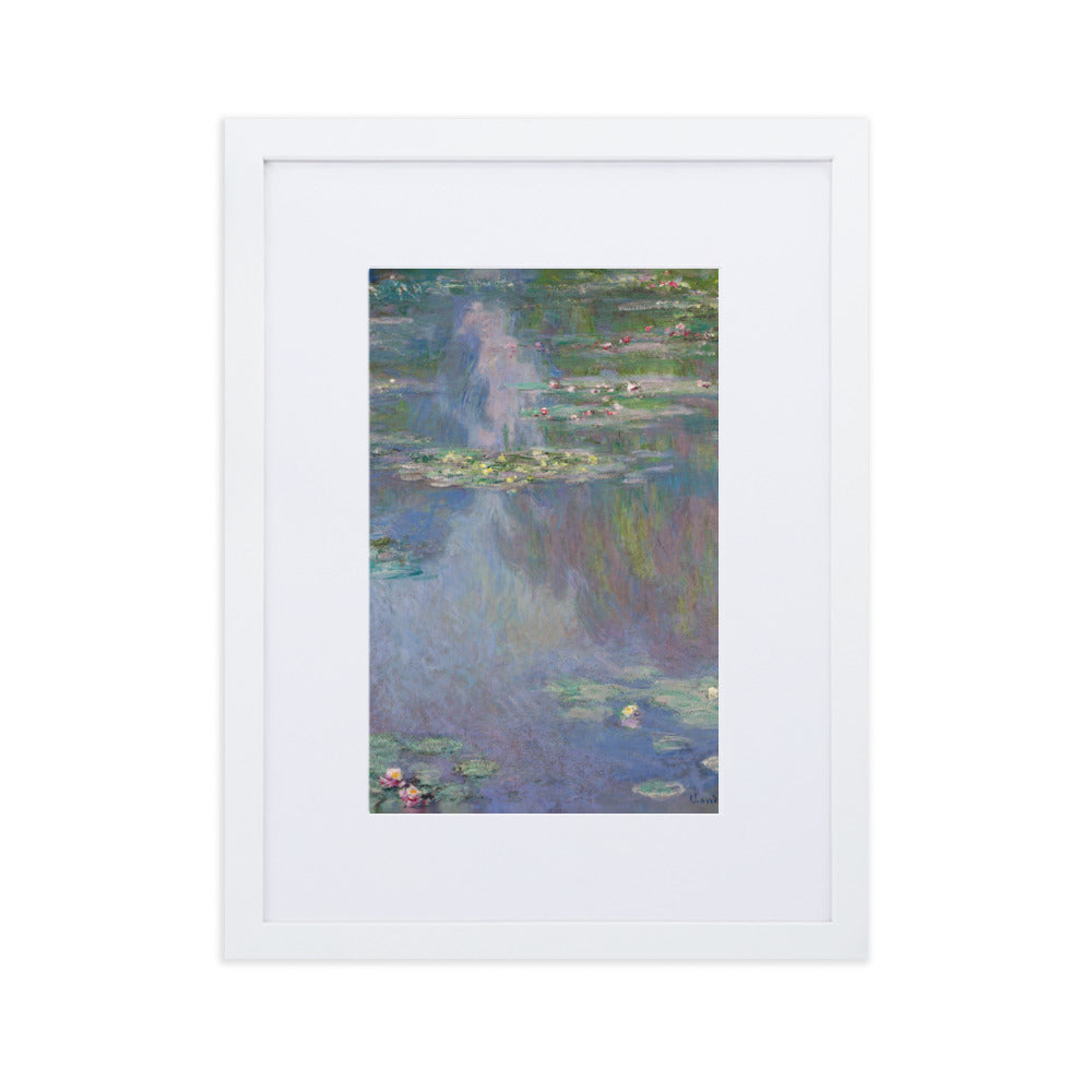Claude Monet, Seerosen - Poster im Rahmen mit Passepartout Claude Monet Weiß / 30×40 cm artlia