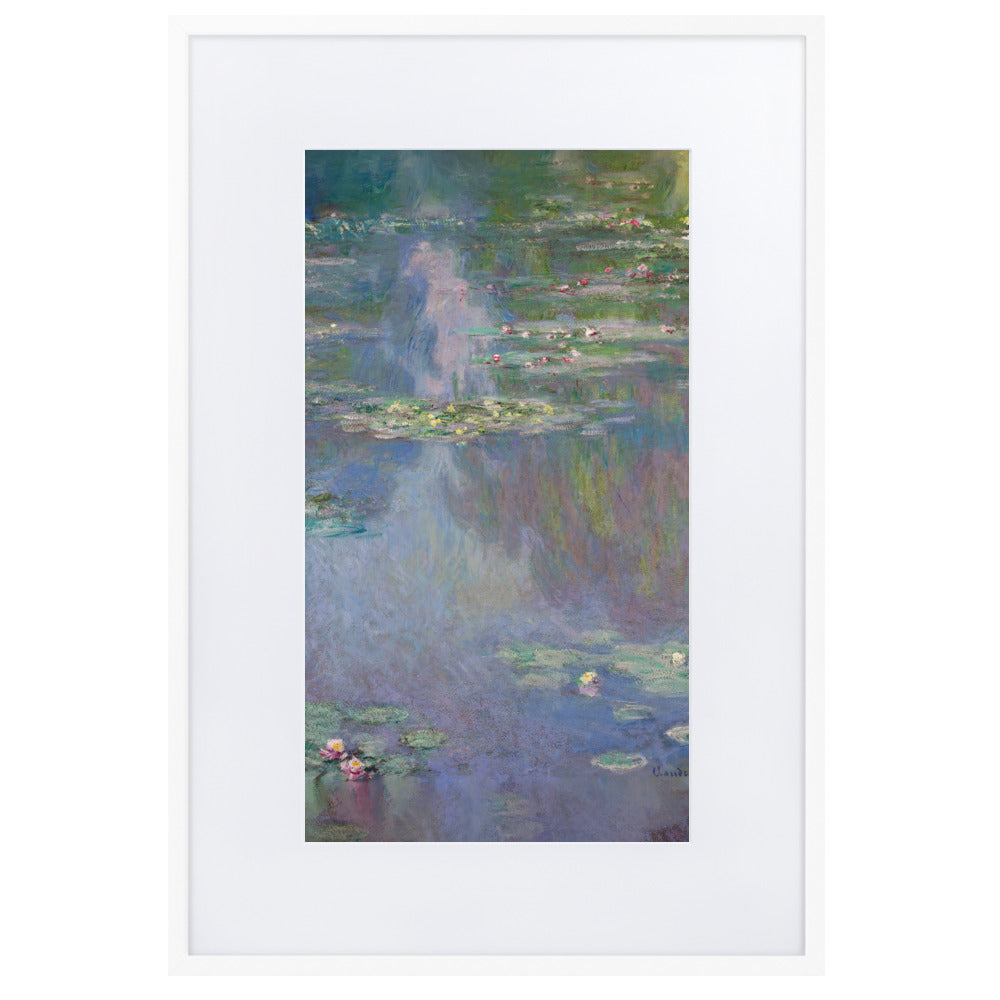 Claude Monet, Seerosen - Poster im Rahmen mit Passepartout Claude Monet Weiß / 61×91 cm artlia