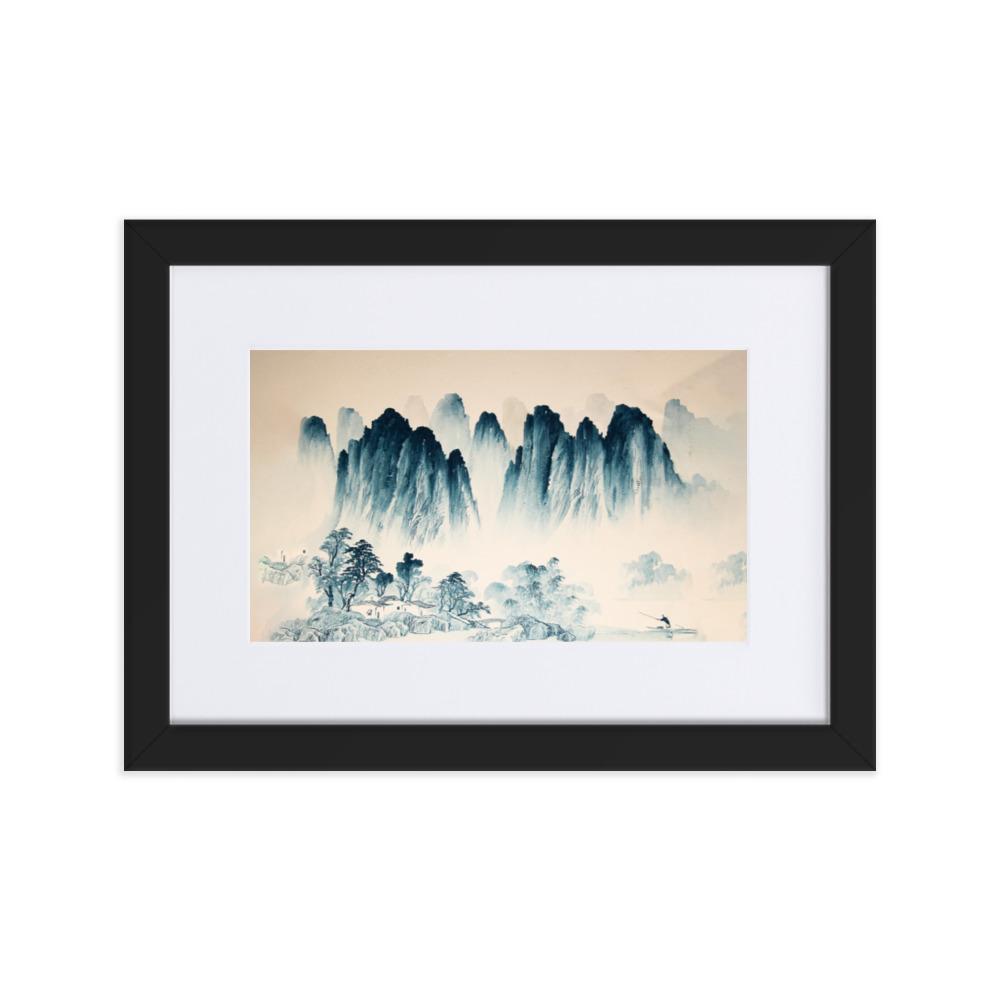 Die Berge Asiens - Poster im Rahmen mit Passepartout artlia Schwarz / 21×30 cm artlia