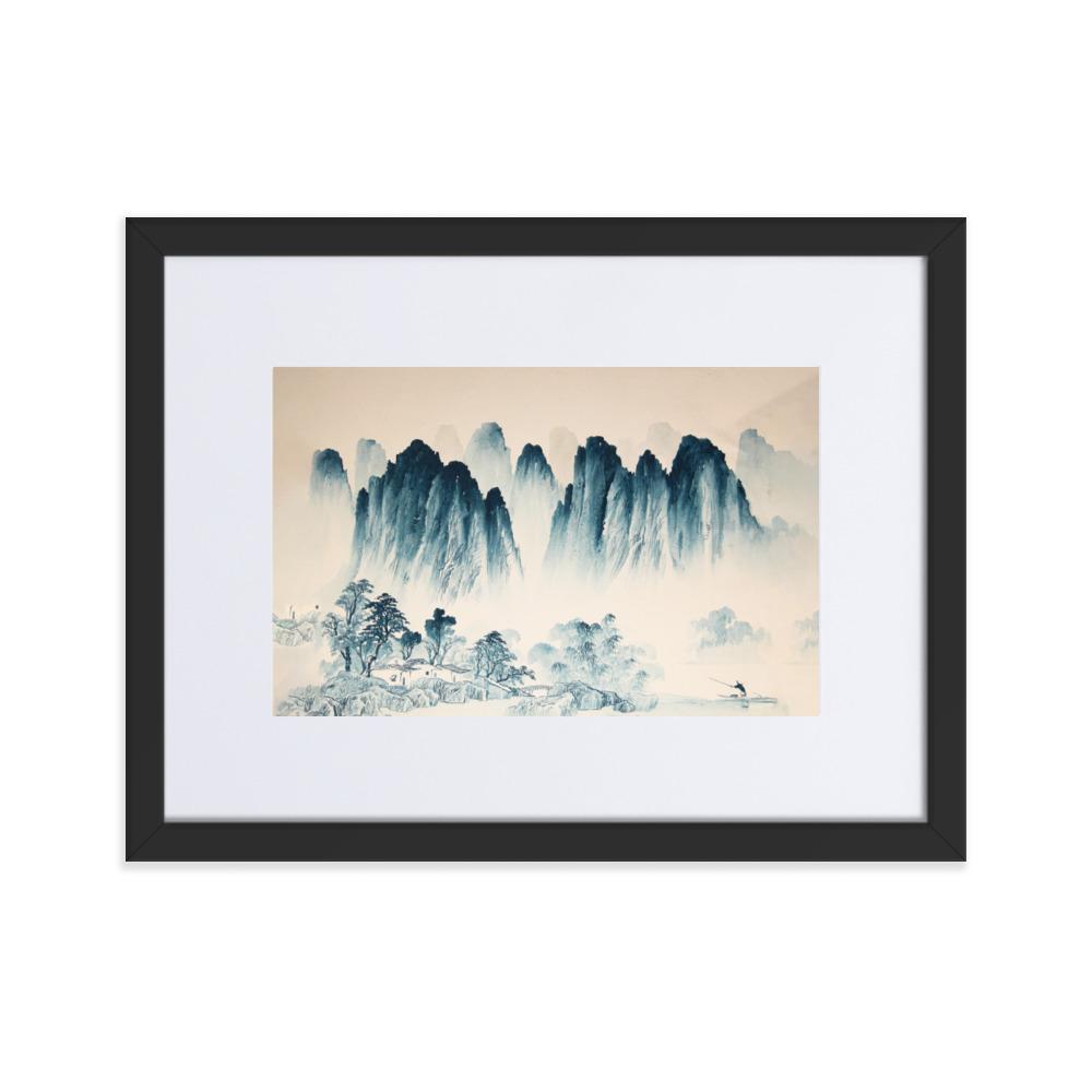 Die Berge Asiens - Poster im Rahmen mit Passepartout artlia Schwarz / 30×40 cm artlia