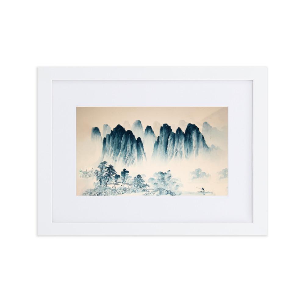Die Berge Asiens - Poster im Rahmen mit Passepartout artlia Weiß / 21×30 cm artlia