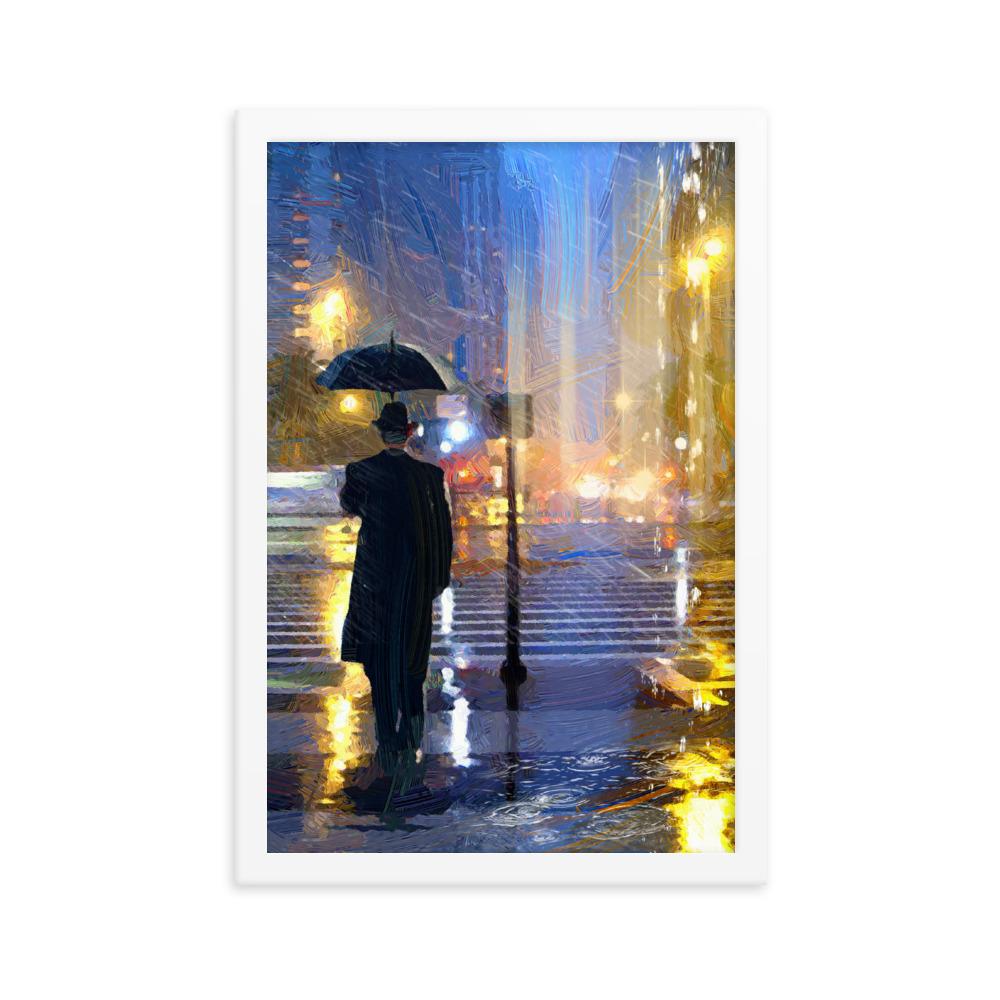 Downtown im Regen - Poster im Rahmen Kuratoren von artlia artlia