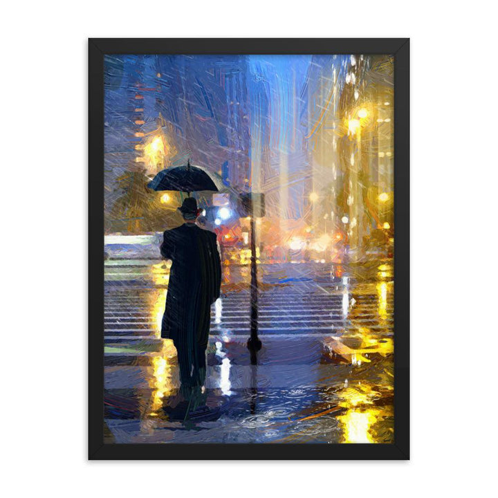Downtown im Regen - Poster im Rahmen Kuratoren von artlia schwarz / 30x41 cm artlia